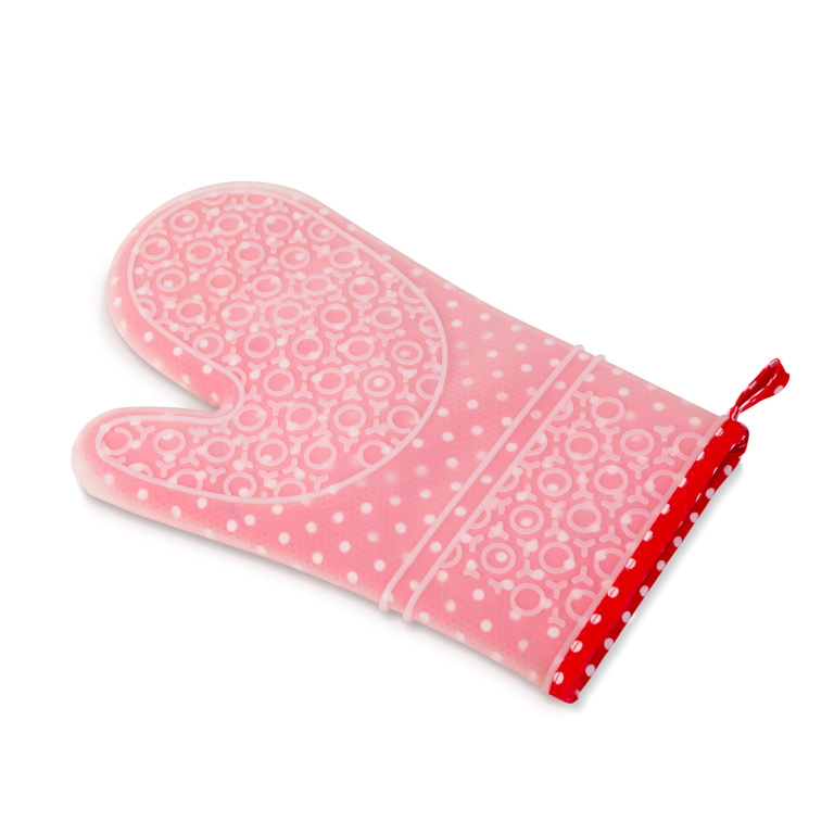 Mănușă de bucătărie din silicon și bumbac - 29,5 x 18,5 cm - roșie 56051G