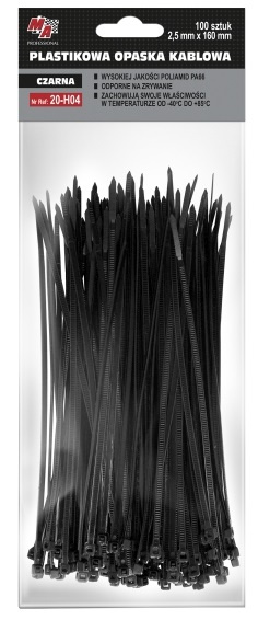 MA Professional Set 100 Buc Colier Plastic 2,5X160MM Negru 20-H04