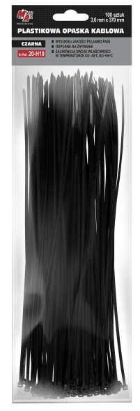 MA Professional Set 100 Buc Colier Plastic 3,6X370MM Negru 20-H10