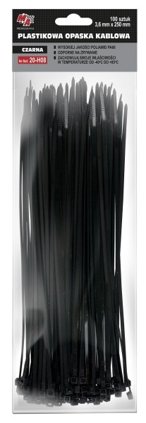 MA Professional Set 100 Buc Colier Plastic 3,6X250MM Negru 20-H08