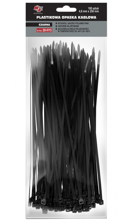 MA Professional Set 100 Buc Colier Plastic 4,8X250MM Negru 20-H15
