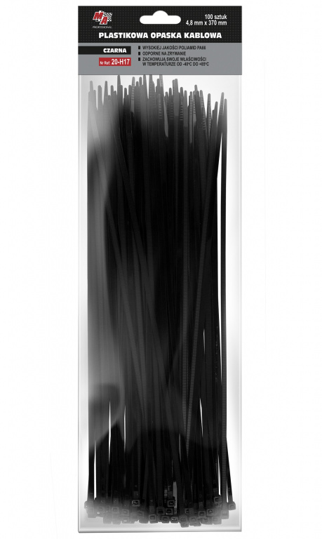 MA Professional Set 100 Buc Colier Plastic 4,8X370MM Negru 20-H17