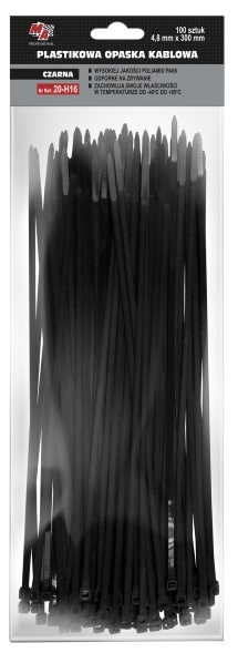 MA Professional Set 100 Buc Colier Plastic 4,8X300MM Negru 20-H16