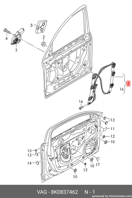 Macara electrica dreapta fata Audi A4 B8 2.0 TDI CAG Sedan 2009 OEM 8K0837462