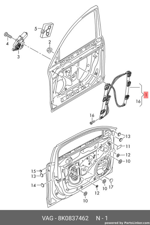 Macara electrica dreapta fata Audi A4 B8 2.0 TDI CAG Sedan 2009 OEM 8K0837462