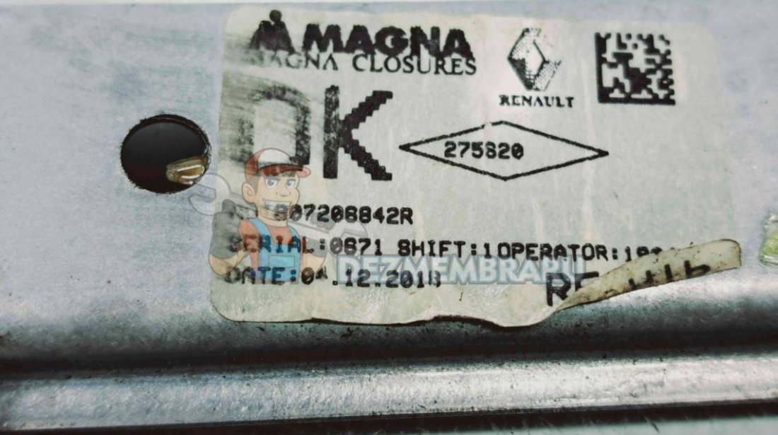 Macara electrica geam dreapta fata Dacia Logan II MCV BK (K52) [Fabr 2013-2022] 807208842R