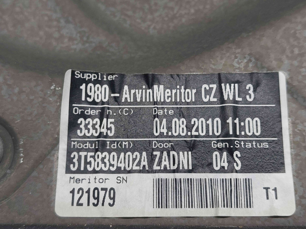 Macara electrica geam dreapta spate Skoda Superb II Combi (3T5) [Fabr 2009-2015] 3T5839402A