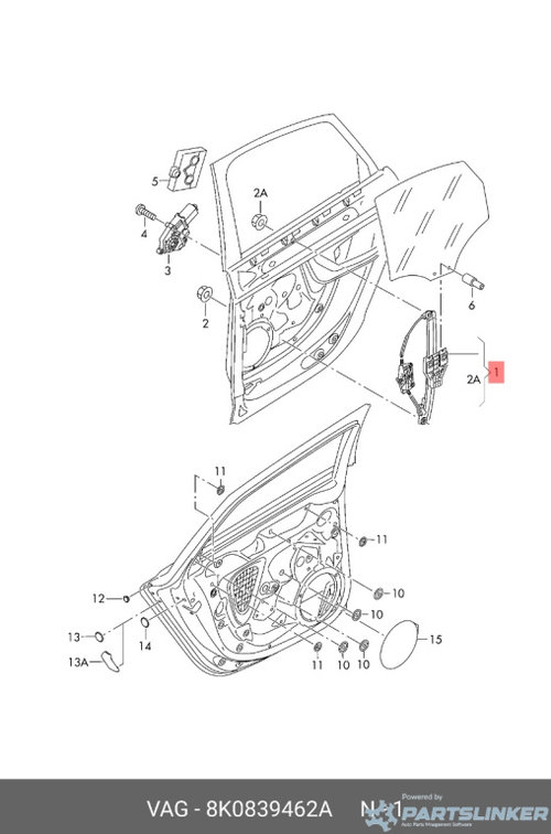 Macara geam dreapta spate Audi A4 B8 (8K) Avant 2011 2.0 TDI OEM 8K0839462A