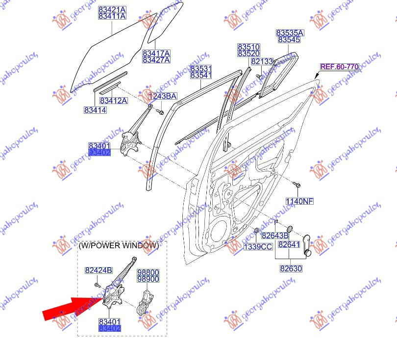 Macara Geam Electrica - Hyundai I20 2008 , 83403-1j010