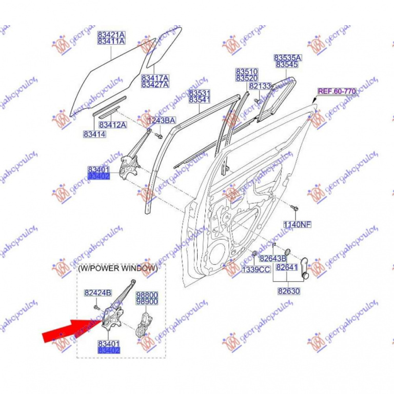 Macara Geam Electrica - Hyundai I20 2008 , 83404-1j010