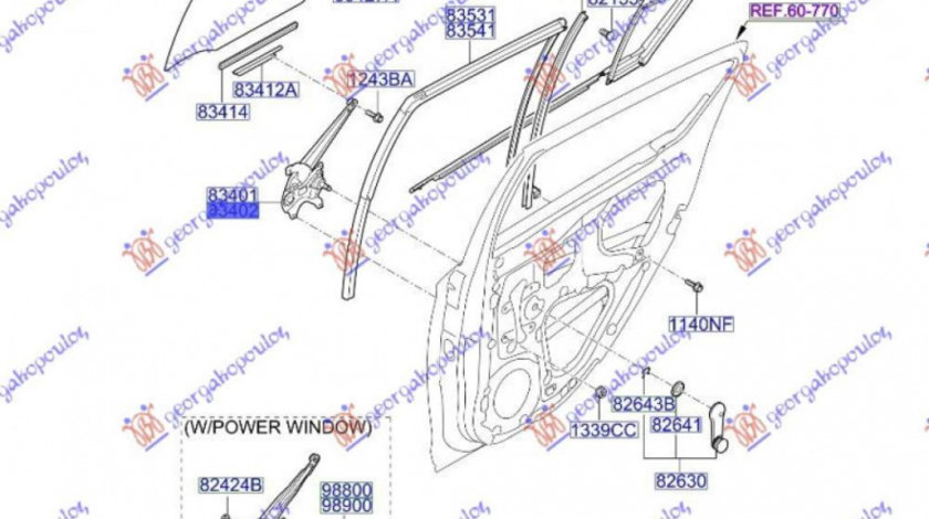 Macara Geam Electrica - Hyundai I20 2008 , 83404-1j010