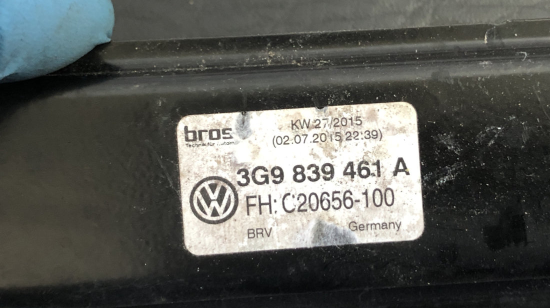 Macara geam stanga spate Volkswagen Passat B8 2.0 TDI Trendline BlueMotion Manual sedan 2016 (3G9839461A)