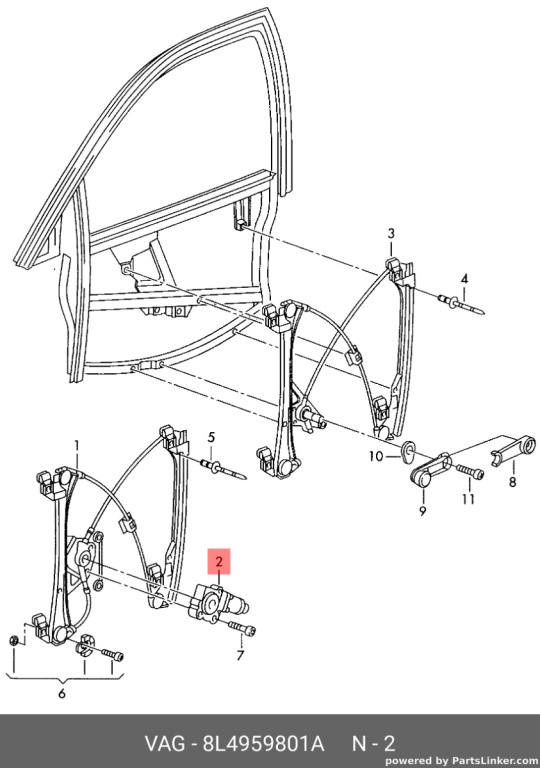 Macara spate Audi A3 8L 1.9 TDI hatchback OEM 8L4959801A