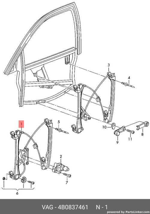 Macara stanga fata Audi A6 4B 2002 2003 Sedan OEM 4B0837461