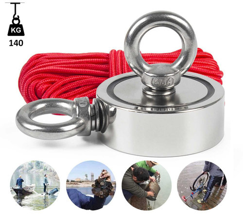 Magnet Cu Neodim, 140Kg Cu Carabina, 20M, Argintiu / Rosu IN0173