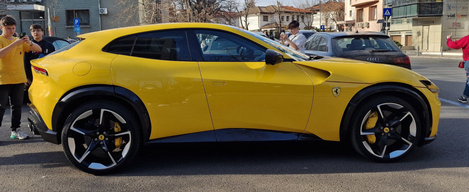 Mai tare decat un Lamborghini Urus? Primul SUV din istoria companiei Ferrari, fotografiat din toate unghiurile posibile si imposibile in Bucuresti