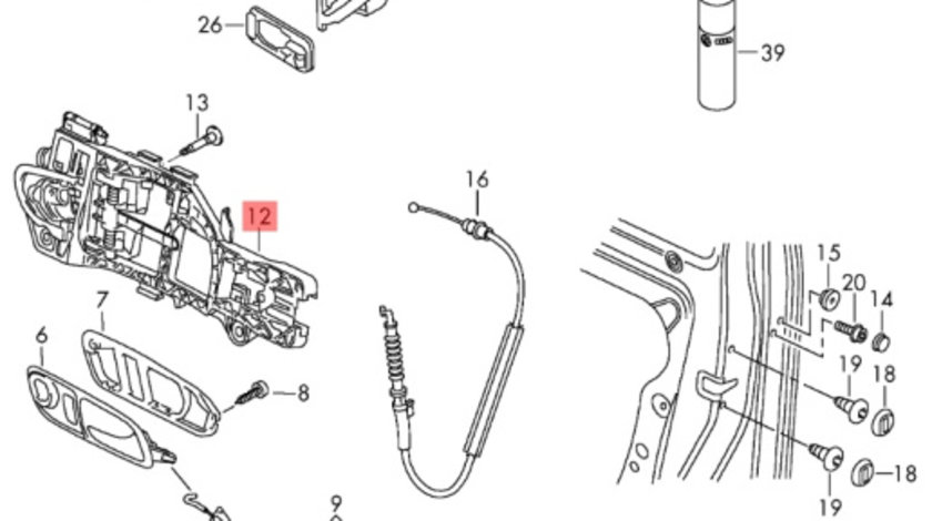 Maner cu suport usa dreapta Volkswagen Passat CC (3C8) Berlina 2009 2.0 TDI OEM 3C8839886