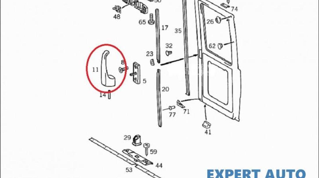 Maner culoare negru blocare usa stanga spate Mercedes Vario (1996->) A67074300729051