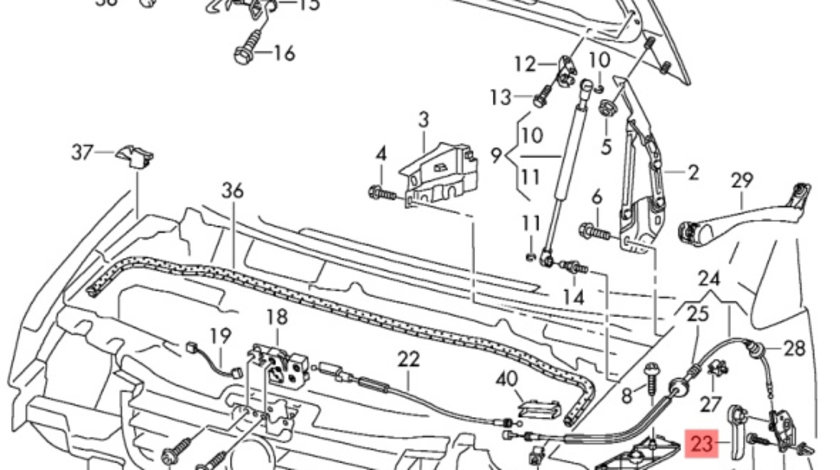 Maner deschidere capota motor Volkswagen Golf 1J Variant 1999 2000 OEM 1J1823533C