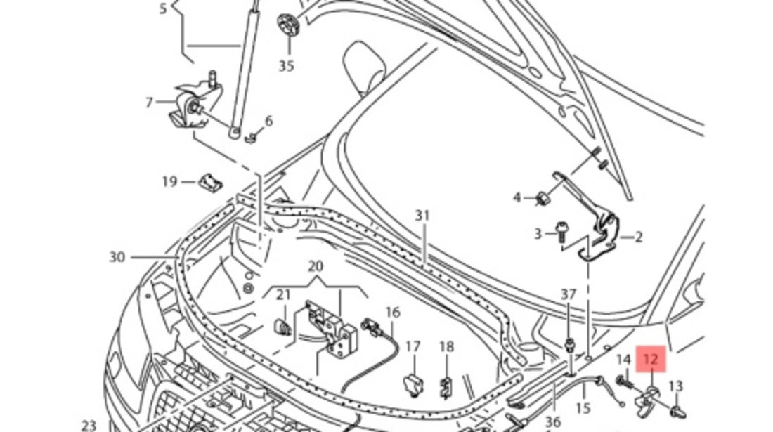 Maner interior deschidere capota motor Volkswagen Ggolf 3 (1H1) Hatchback 1995 1.6 B OEM 1H1823533