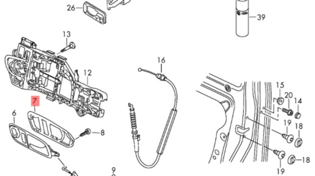 Maner interior deschidere usa dreapta spate Volkswagen Passat CC (357) DSG 2.0 tdi CBB B 2009 VOLKSWAGEN PASSAT CC (357) [ 2008 - 2012 ] OEM 3C8837114