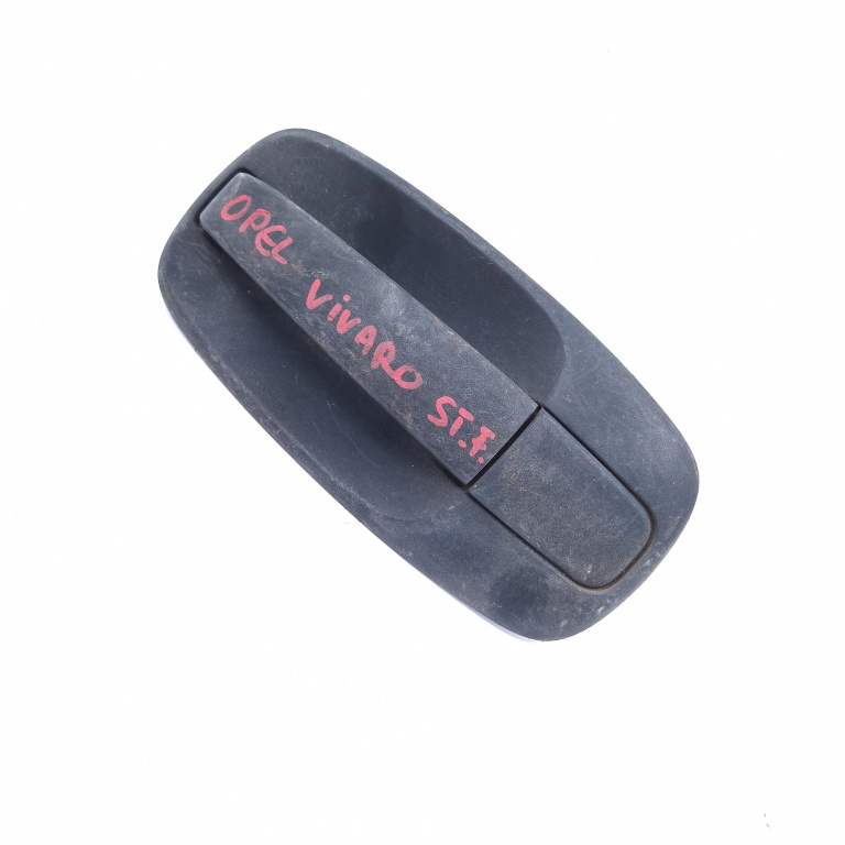 Maner Portiera Exterior Stanga Fata Opel Vivaro A 2001-2014 91168527, 91168524, 91168523, 91168525, 91168526, 91169254, 93850322, 93851815, 8200170625, 8200170597, 8200170514, 8200170603, 8200170604, 8200214656, 8200283010