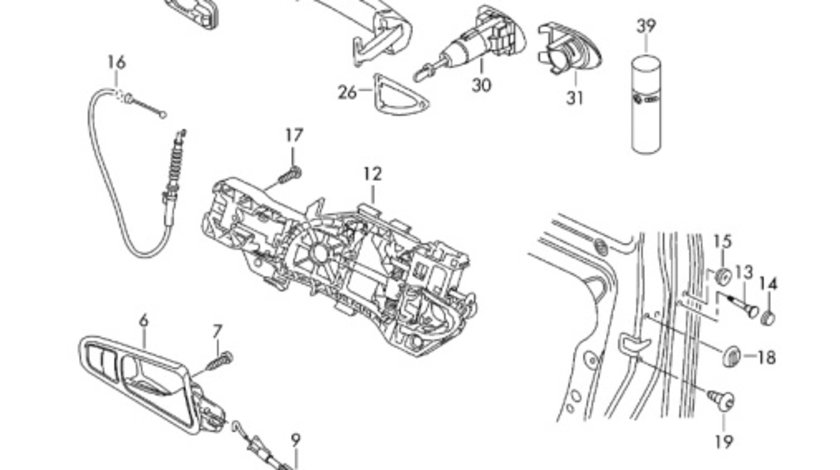 Maner usa dreapta Volkswagen Passat B6 kombi 2006 OEM 3C0837209