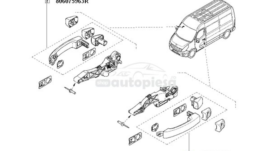 Maner usa RENAULT MASTER III bus (JV) (2011 - 2016) OE 806073022R piesa NOUA