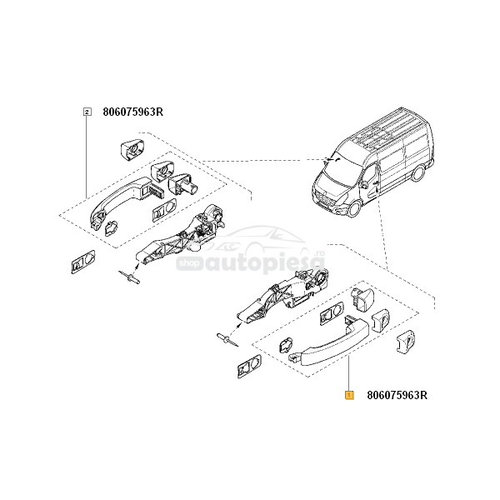 Maner usa RENAULT MASTER III platou / sasiu (EV, HV, UV) (2010 - 2016) OE 806073022R piesa NOUA