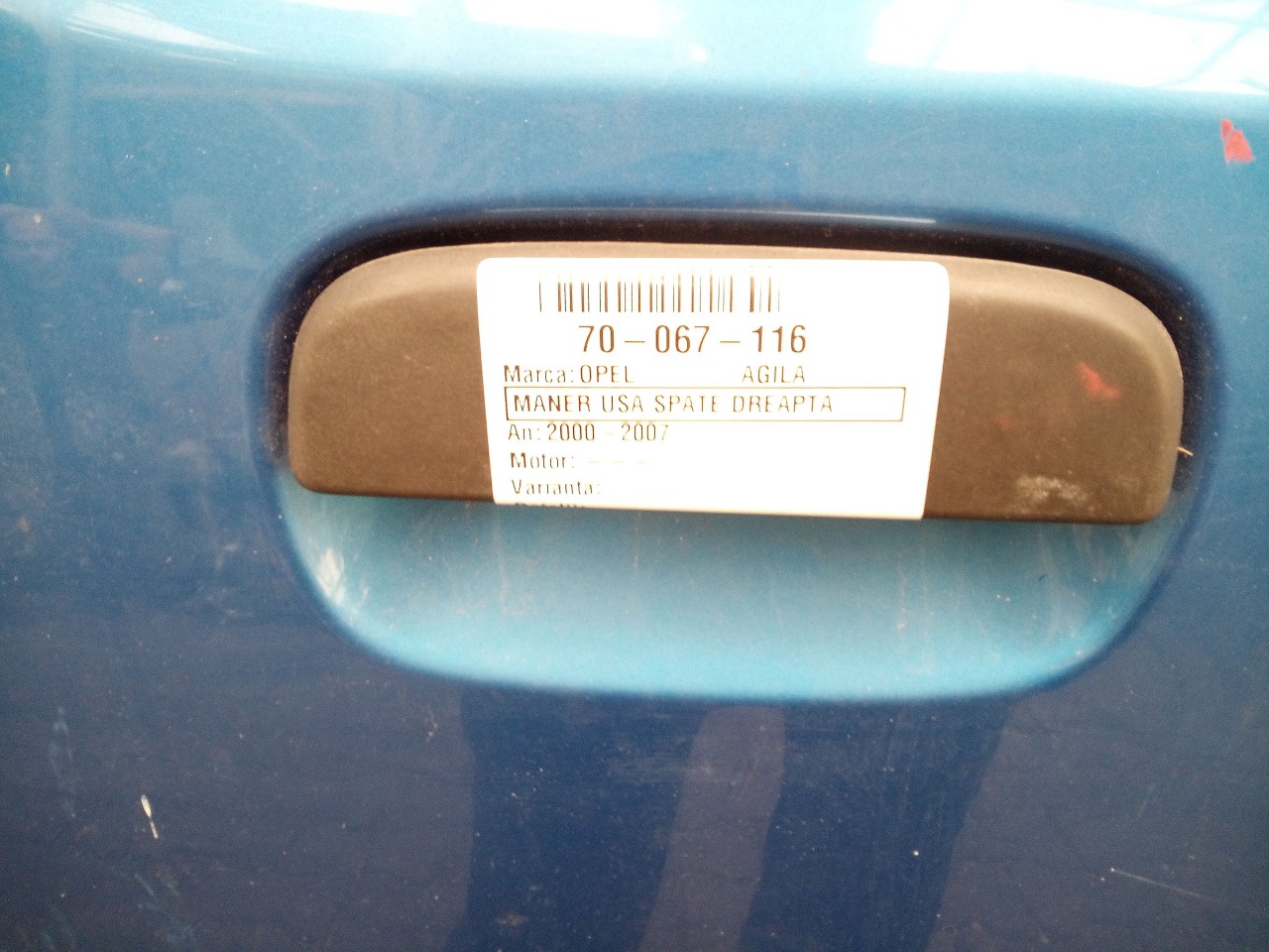 MANER USA SPATE DREAPTA OPEL AGILA - - (2000 2007)