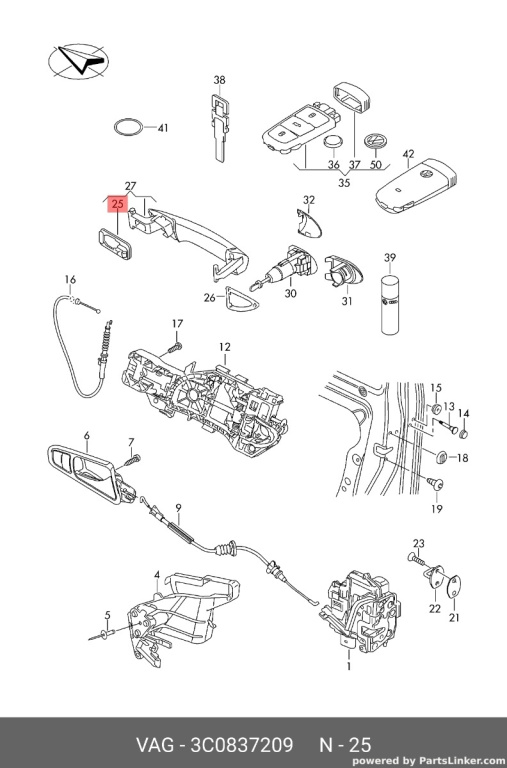 Maner usa stanga Volkswagen Passat (3C) Combi 2010 2.0 TDI OEM 3C0837209