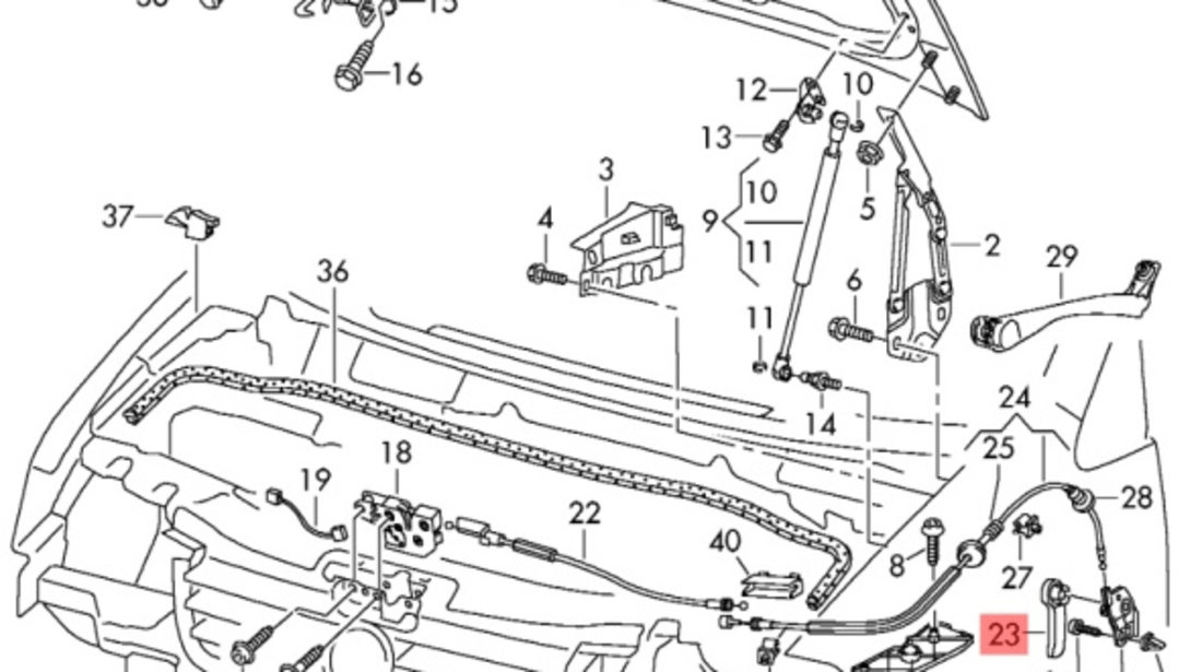 Maneta deschidere capota Volkswagen Golf 5 (1K1) Coupe 1.9 TDI BKC 2005 BKC OEM 1J1823533C