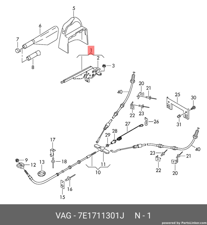 Maneta frana de mana Volkswagen Transporter T5 bus 2012 OEM 7E1711301J