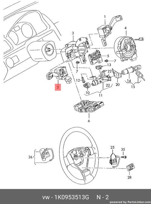 Maneta semnalizare cu tempomat Skoda Superb 3T 2.0 TDI combi 2009 2010 OEM 1K0953513G
