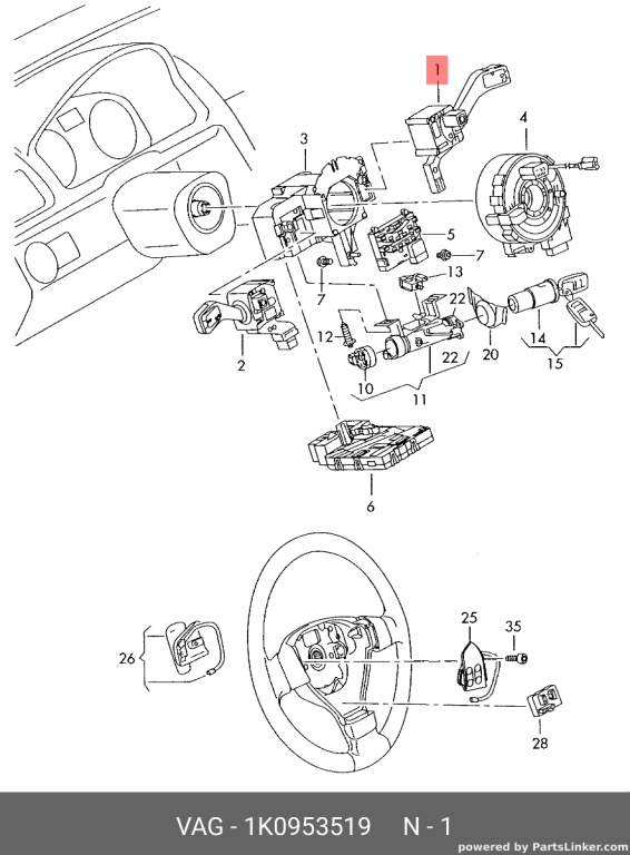 Maneta stergator Skoda Octavia 2006 hatchback SKODA OCTAVIA [ 1959 - 1971 ] OEM 1K0953519