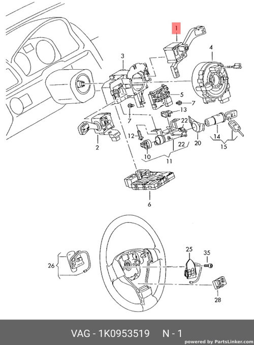 Maneta stergator Skoda Octavia 2006 hatchback SKODA OCTAVIA [ 1959 - 1971 ] OEM 1K0953519