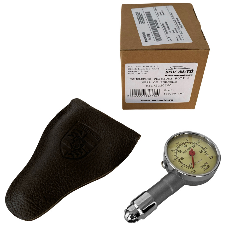 Manometru Presiune Roti + Husa Piele Oe Porsche Classic 91172220200