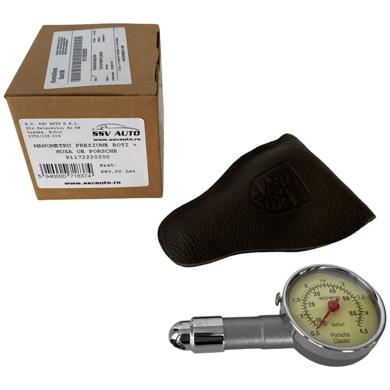 Manometru Presiune Roti + Husa Piele Oe Porsche Classic 91172220200