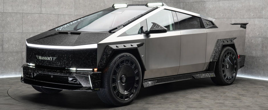 Mansory s-a apucat de tunat noua Tesla Cybertruck. Controversatul pick-up american se lauda acum cu jante pe 26 de inch si diferite detalii din fibra de carbon Mansory s-a apucat de tunat noua Tesla Cybertruck. Controversatul pick-up american se lauda acum cu jante pe 26 de inch si diferite detalii din fibra de carbon