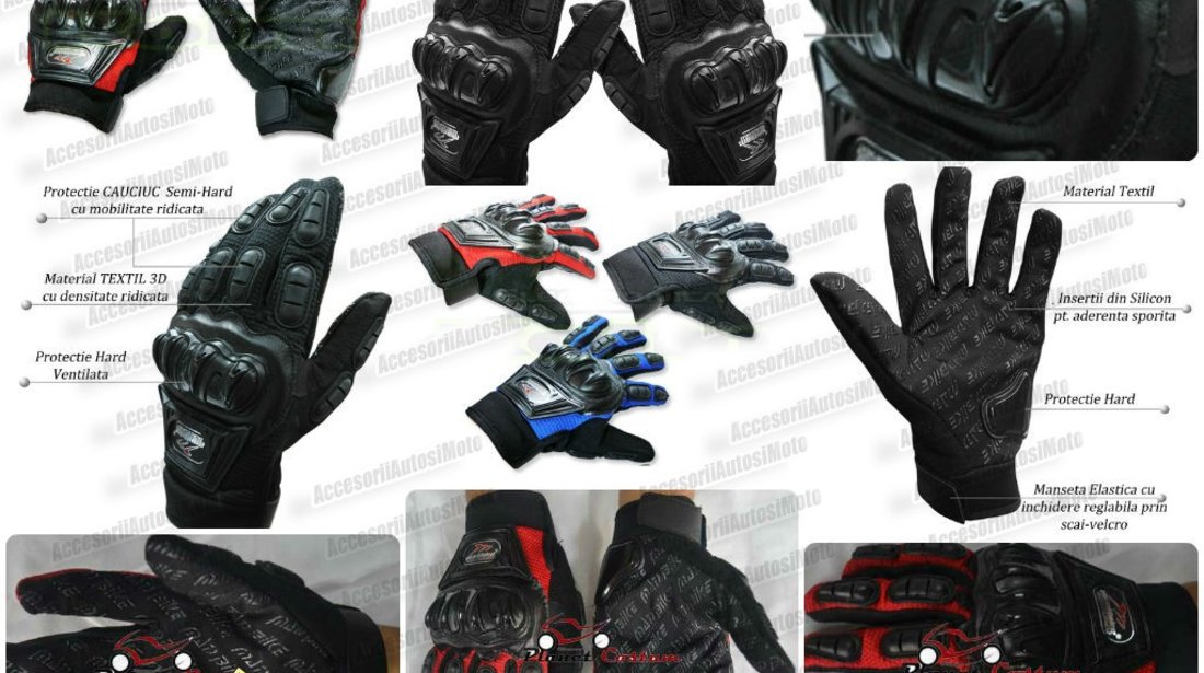 MANUSI MOTO MADBIKE cu Protectii Ventilate Hard Marimi M L XL Culori ROSU