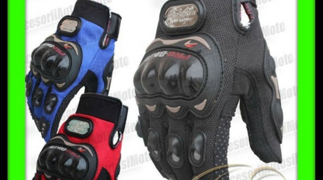 MANUSI MOTO PRO BIKER cu Protectii Hard Marimi M L XL Culori Rosu Albastru Negru Atv Cross Enduro