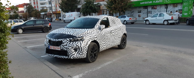 Masina misterioasa, complet camuflata, surprinsa intr-o parcare din Romania. Ce sa fie oare?