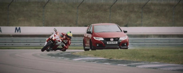 Masina vs motocicleta: Duel pe circuit intre Civic Type R si CBR1000RR SP