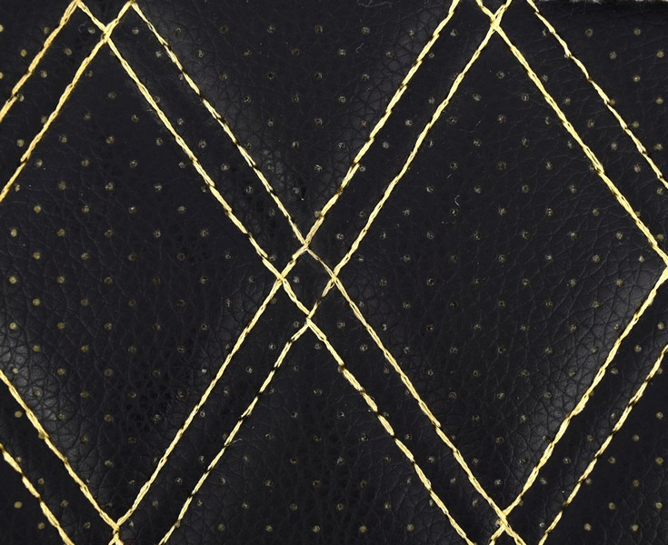 Material Romb Cu Gaurele Negru / Cusatura Bej Cod Y02NB 070621-45