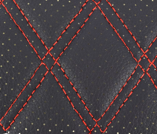 Material Romb Cu Gaurele Negru / Cusatura Rosie Cod Y02NR 070621-41