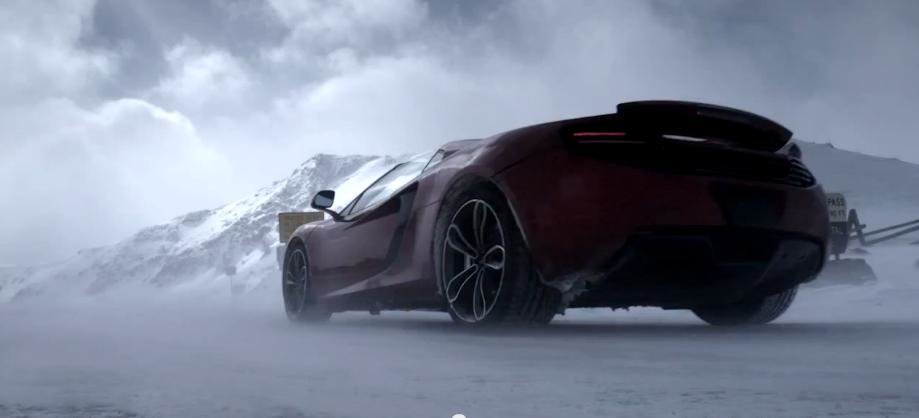 McLaren MP4-12C vs. snowboarder