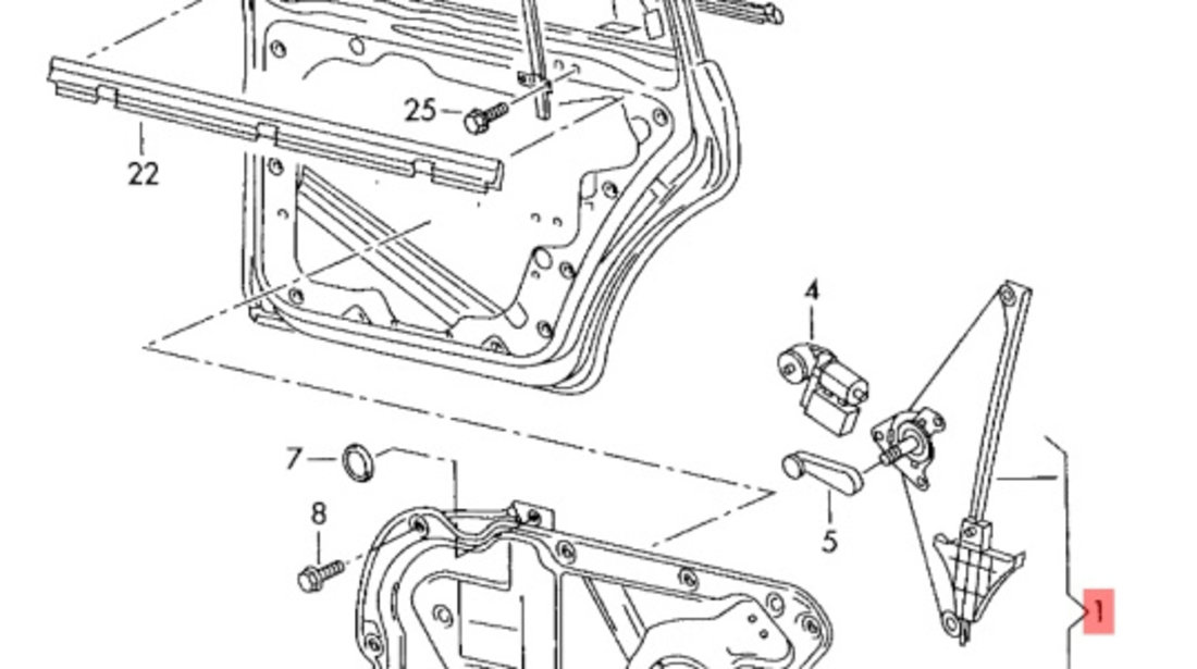 Mecanism actionare geam manual spate Volkswagen Touran (1T1) Monovolum 2003 1.9 TDI OEM 1T0839461N