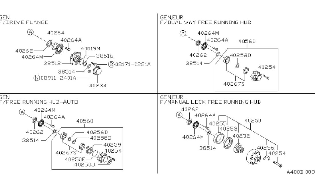 Mecanism cuplare roata fata cu cuplaj automat Nissan Patrol Y 60 (poz.40560) NISSAN OE 4025020j01