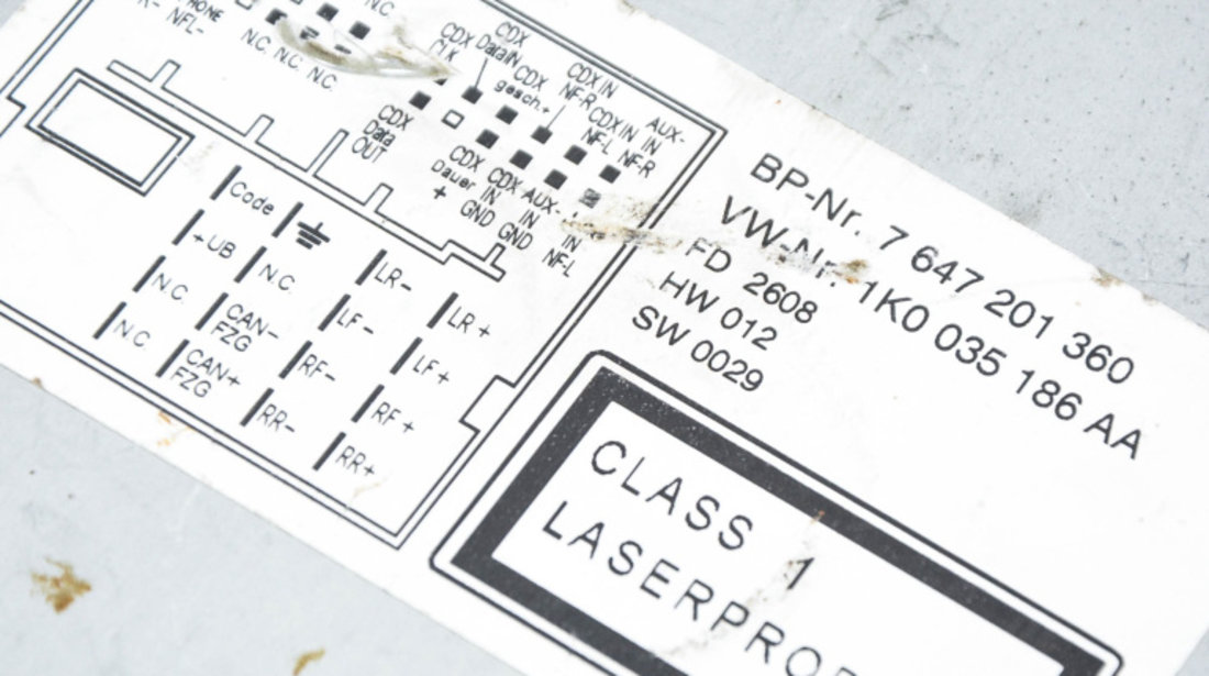 Media Player / Unitate CD / Casetofon CD Player,Radio VW GOLF 5 2003 - 2009 1K0035186AA, 7647201360