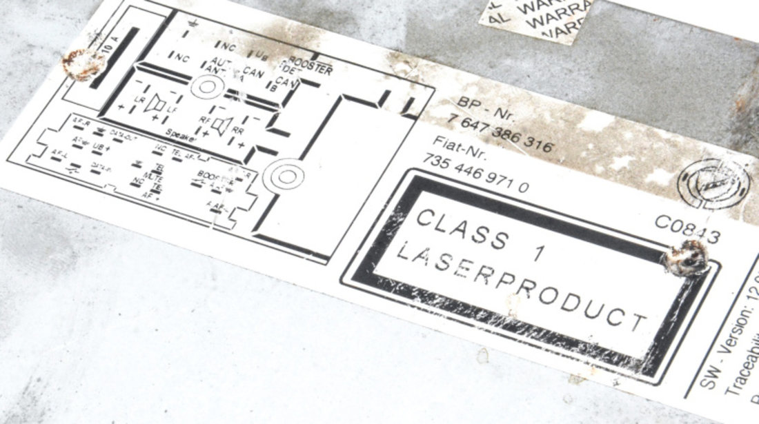 Media Player / Unitate CD / Casetofon Mp3,Radio Fiat GRANDE PUNTO (199) 2005 - Prezent Benzina 7647386316, 7 647 386 316, 034502